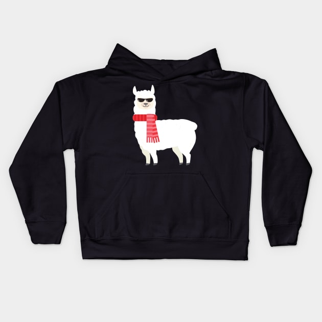 Cute & Adorable Llama With Cool Sunglasses Kids Hoodie by theperfectpresents